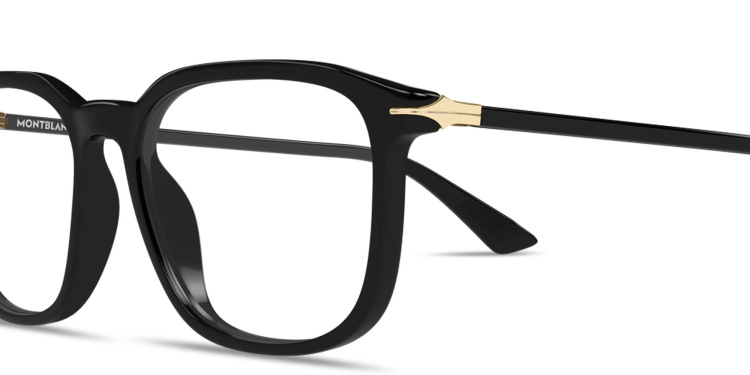 Shop MONTBLANC Nib Rectangle Eyeglasses in Black online.