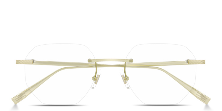 تسوق نظارات طبية غير منتظمة بدون إطار بالشعار المنقوش دنهيل بلون ذهبي أونلاين.