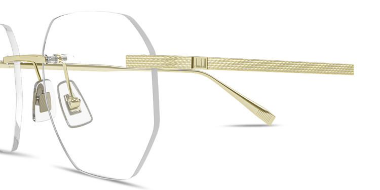 تسوق نظارات طبية غير منتظمة بدون إطار بالشعار المنقوش دنهيل بلون ذهبي أونلاين.