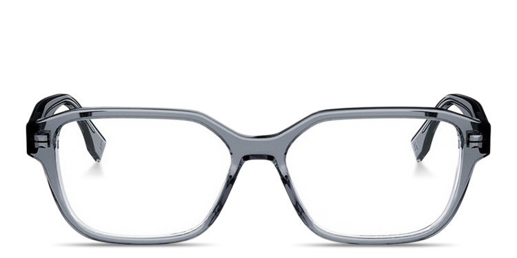 Shop FENDI FF Squared Wide Rectangle Eyeglasses in Grey online.
