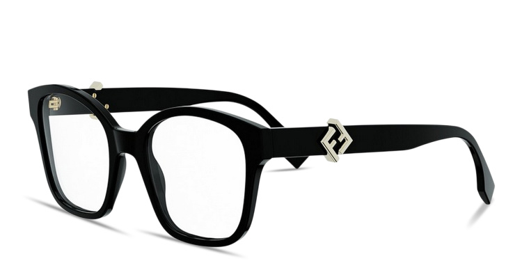 Shop FENDI FF Diamonds Square Eyeglasses in Black online.