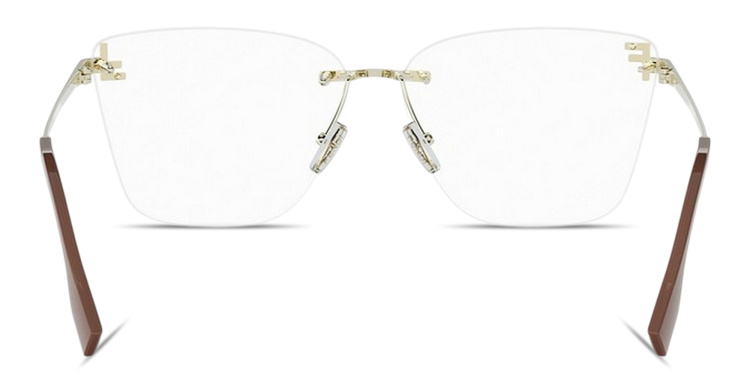 Shop FENDI First Crystal Wide Rimless Square Eyeglasses in Gold online.