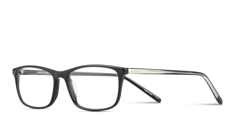 Shop EYE'M Logo Signature Wide Rectangle Eyeglasses in Black online.