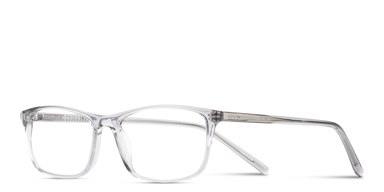 Shop EYE'M Logo Signature Wide Rectangle Eyeglasses in Grey online.