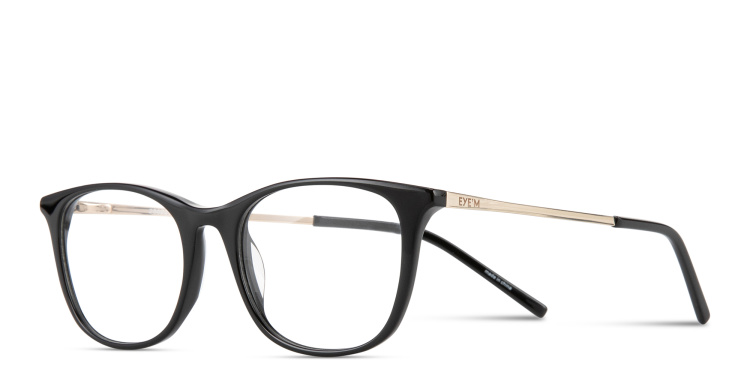 Shop EYE'M Engraved Logo Square Eyeglasses in Black online.