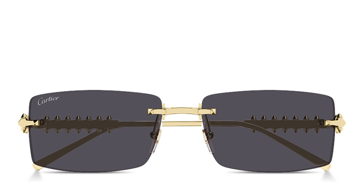 تسوق نظارات شمسية كلاش دو كارتييه مستطيلة بدون إطار للجنسين كارتييه بلون ذهبي أونلاين.
