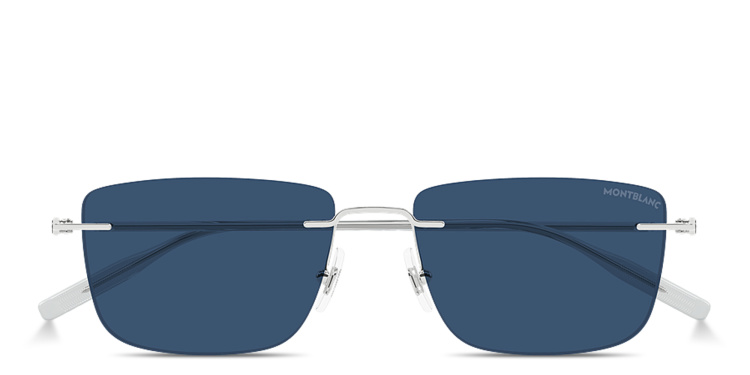 تسوق نظارات شمسية مستطيلة بدون إطار بشعار الإكليل الثلجي مونت بلانك بلون فضي أونلاين.