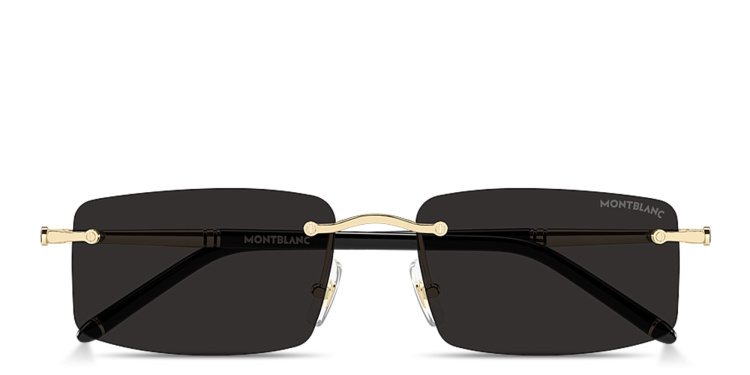 Shop MONTBLANC Meisterstück Rimless Rectangle Sunglasses in Gold online.