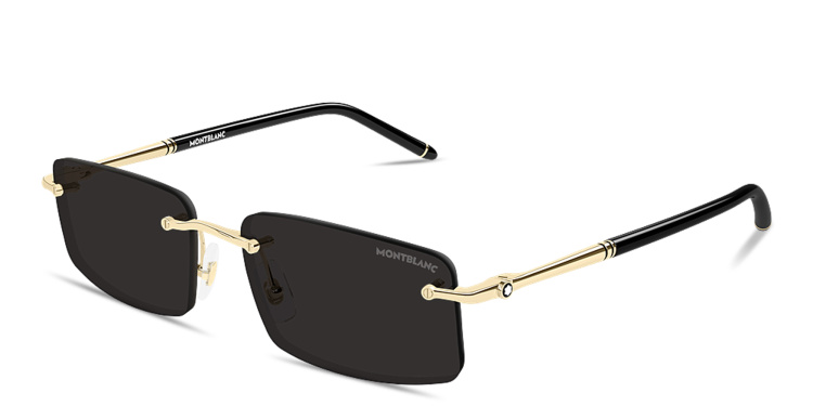 Shop MONTBLANC Meisterstück Rimless Rectangle Sunglasses in Gold online.