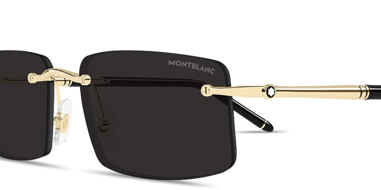Shop MONTBLANC Meisterstück Rimless Rectangle Sunglasses in Gold online.