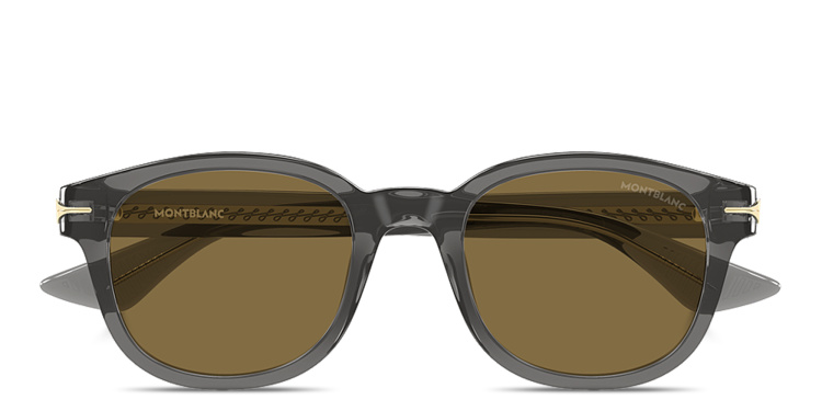 Shop MONTBLANC Nib Round Sunglasses in Grey online.