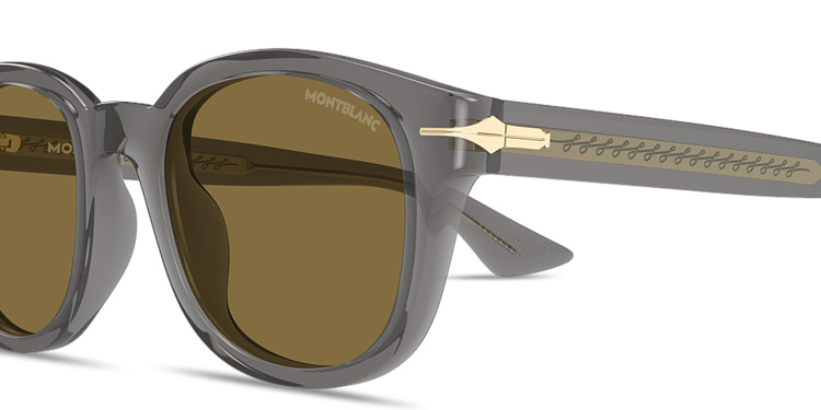 Shop MONTBLANC Nib Round Sunglasses in Grey online.