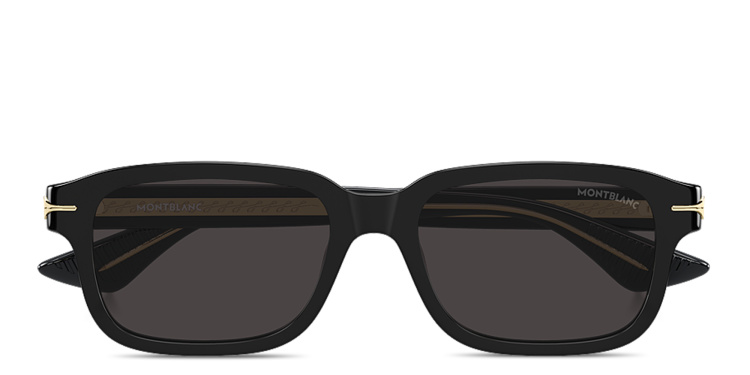Shop MONTBLANC Nib Rectangle Sunglasses in Black online.
