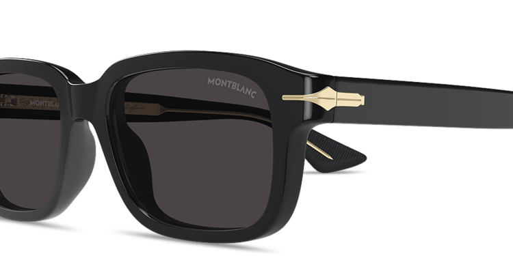 Shop MONTBLANC Nib Rectangle Sunglasses in Black online.