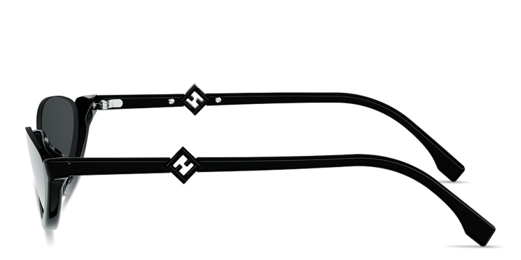 Shop FENDI FF Diamonds Half-Rim Oval Sunglasses in Black online.