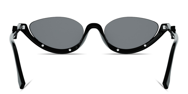 Shop FENDI FF Diamonds Half-Rim Oval Sunglasses in Black online.