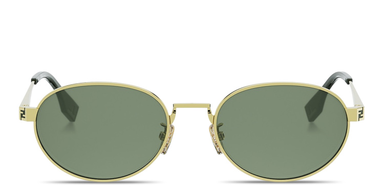 Shop FENDI Sky Oval Sunglasses in Gold online.