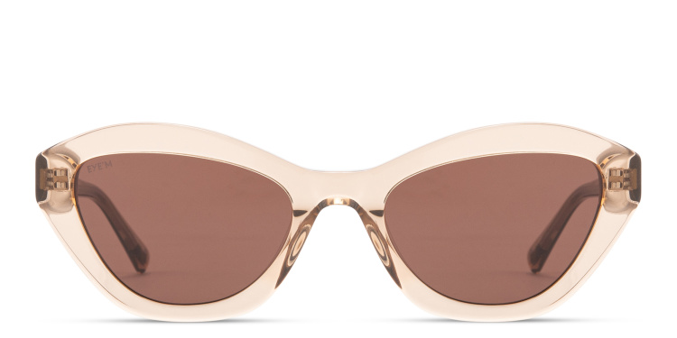 Shop EYE'M Logo Irregular Sunglasses in Brown online.