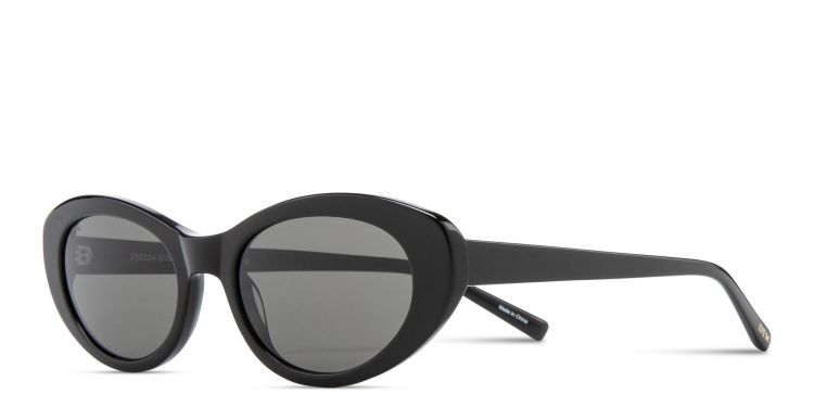 Shop EYE'M Logo Oval Sunglasses in Black online.