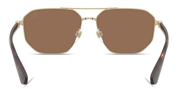 Shop BURBERRY Logo Signature Pilot Sunglasses in Gold online.