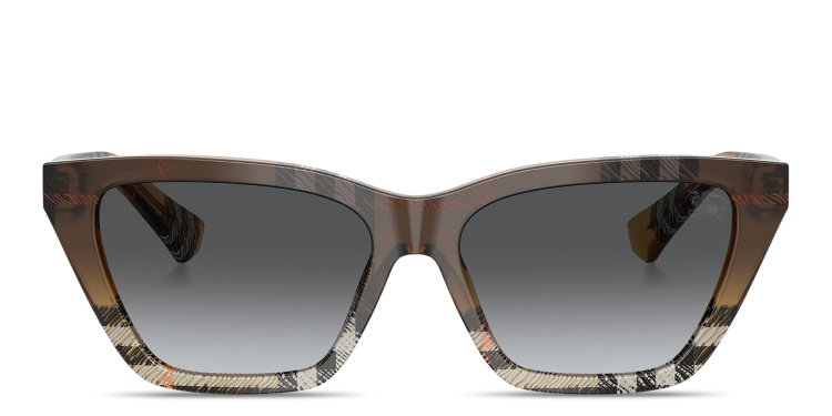 تسوق نظارات شمسية طراز كات آي بنقشة المربّعات بربري بلون بني أونلاين.