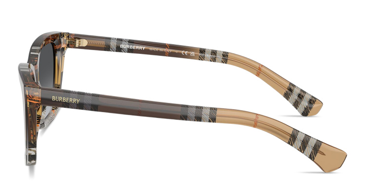 تسوق نظارات شمسية طراز كات آي بنقشة المربّعات بربري بلون بني أونلاين.