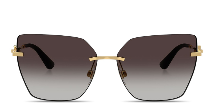 تسوق نظارات شمسية طراز كات آي بدون إطار بشعار دي جي دولتشي آند غابانا بلون ذهبي أونلاين.