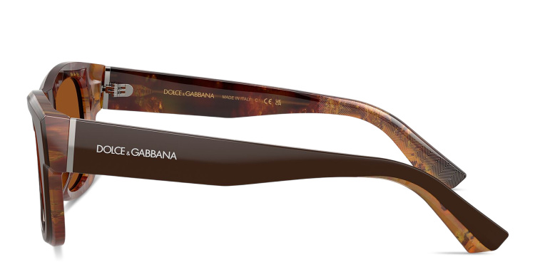 Shop Dolce & Gabbana Logo Signature Square Sunglasses in Brown online.