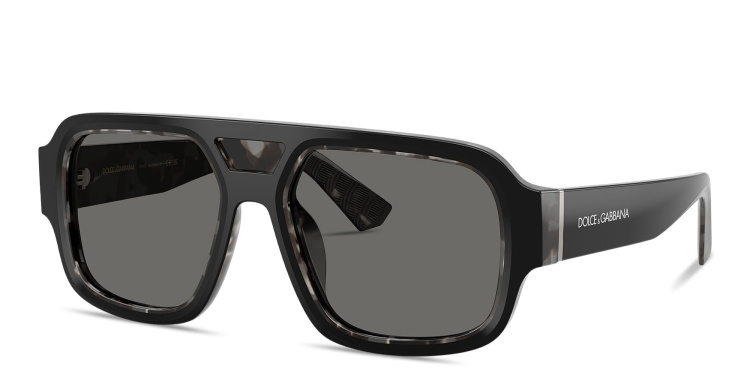 Shop Dolce & Gabbana Logo Signature Square Sunglasses in Black online.