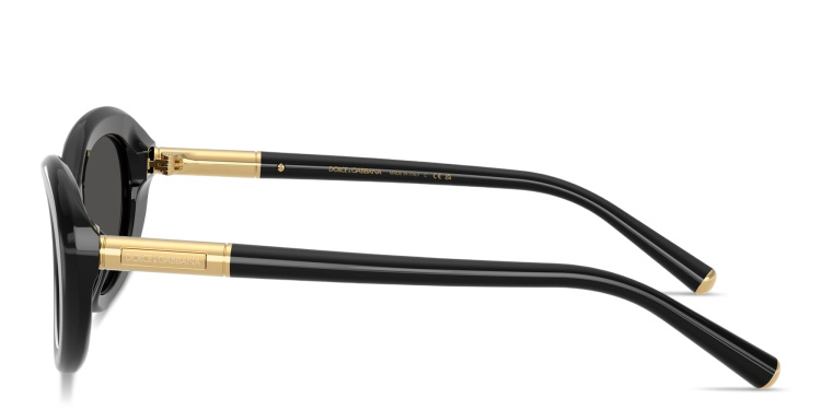 Shop Dolce & Gabbana Engraved Logo Oval Sunglasses in Black online.