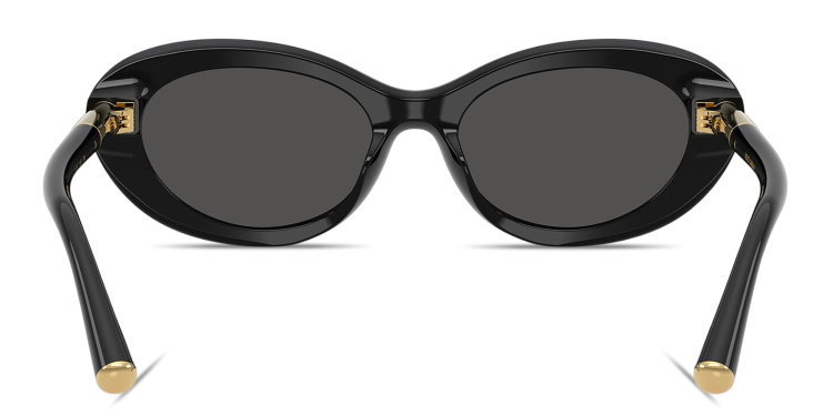 Shop Dolce & Gabbana Engraved Logo Oval Sunglasses in Black online.