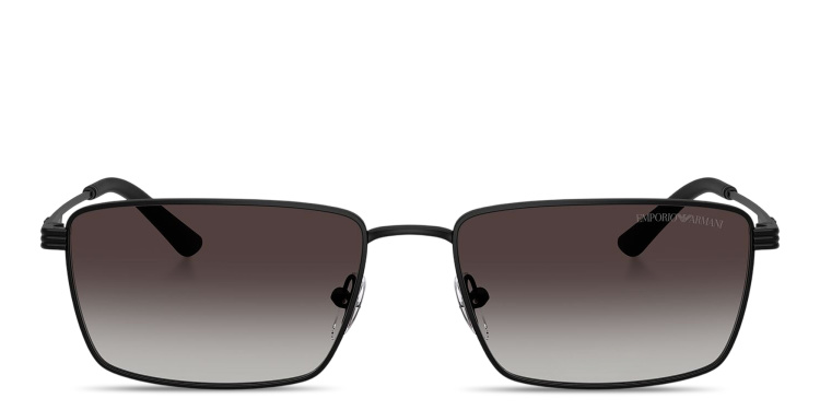 Shop Emporio Armani Eagle Logo Rectangle Sunglasses in Black online.