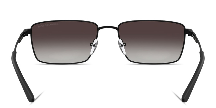 Shop Emporio Armani Eagle Logo Rectangle Sunglasses in Black online.