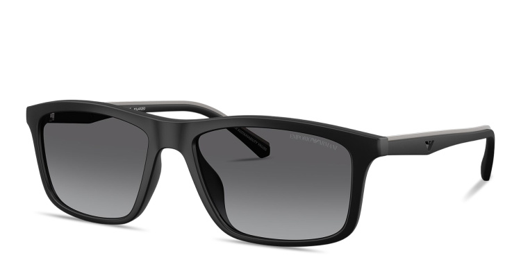 Shop Emporio Armani Eagle Logo Pillow Sunglasses in Black online.