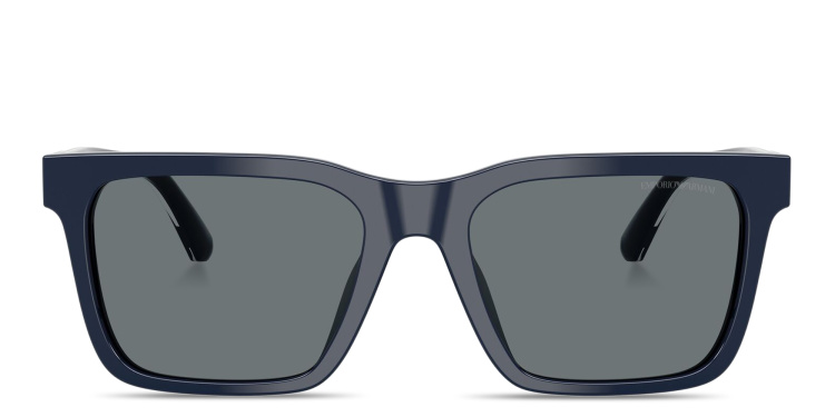 Shop Emporio Armani Logo Signature Square Sunglasses in Blue online.