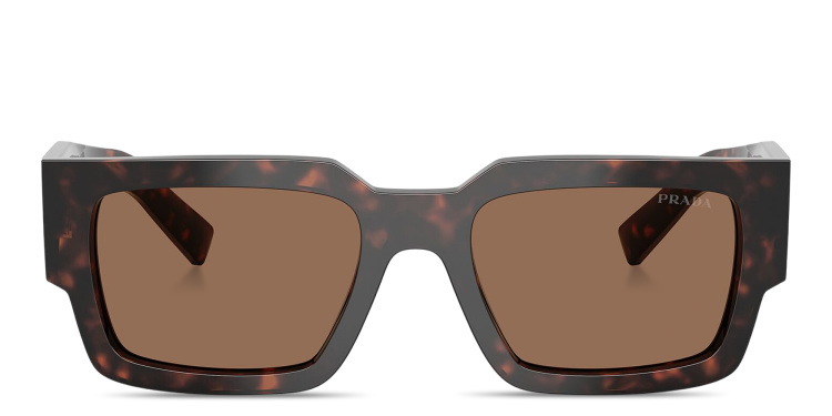 Shop PRADA Symbole Rectangle Sunglasses in Tortoise online.