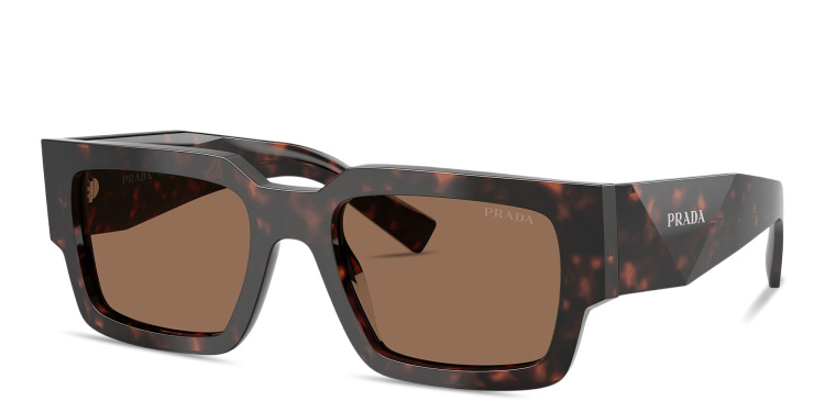 Shop PRADA Symbole Rectangle Sunglasses in Tortoise online.