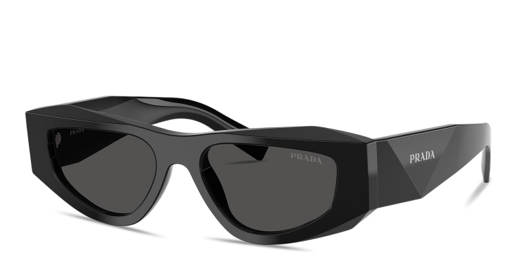 Shop PRADA Symbole Pillow Sunglasses in Black online.