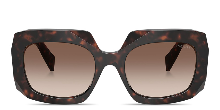 Shop PRADA Symbole Oversized Wide Square Sunglasses in Tortoise online.