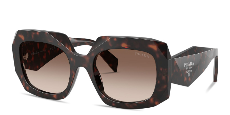 Shop PRADA Symbole Oversized Wide Square Sunglasses in Tortoise online.