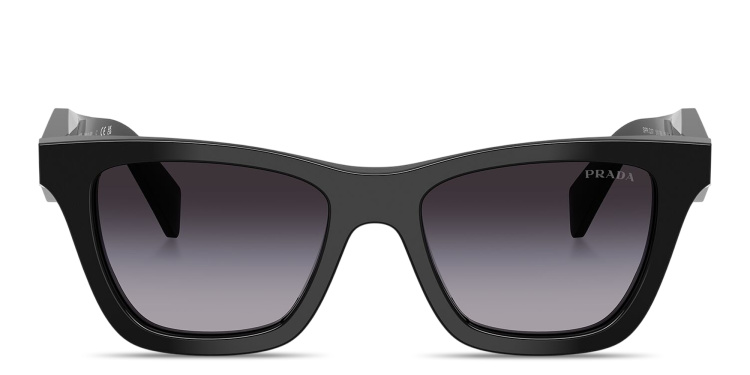 Shop PRADA Logo Signature Butterfly Sunglasses in Black online.