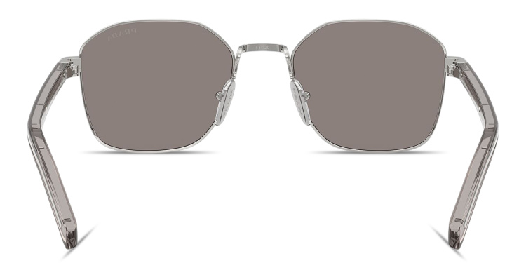 Shop PRADA Logo Signature Square Sunglasses in Silver online.