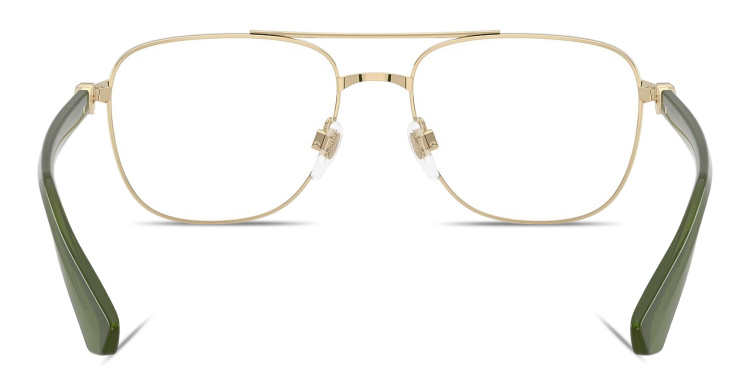 تسوق نظارات طبية طراز أفياتور بشعار العلامة بربري بلون ذهبي أونلاين.