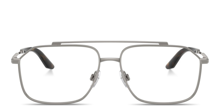 Shop Dolce & Gabbana Engraved Logo Wide Pilot Eyeglasses in Gunmetal online.