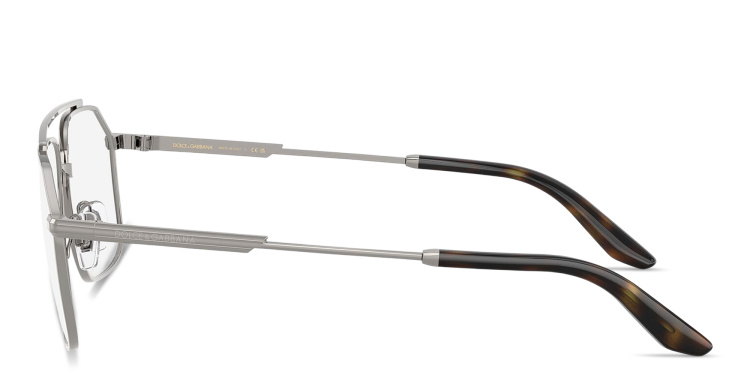 Shop Dolce & Gabbana Engraved Logo Wide Pilot Eyeglasses in Gunmetal online.