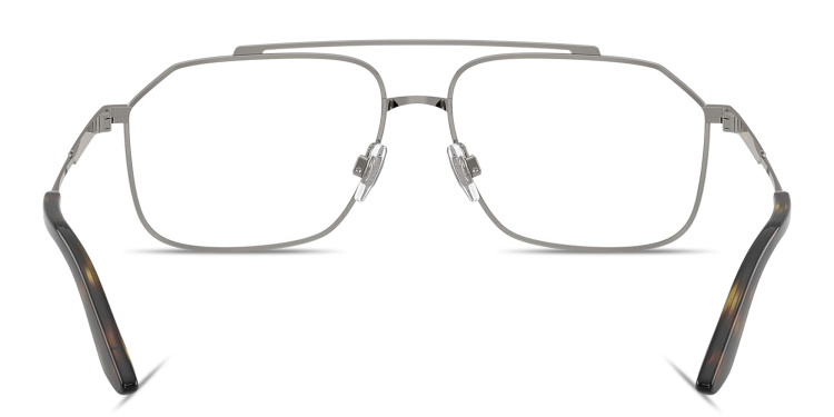Shop Dolce & Gabbana Engraved Logo Wide Pilot Eyeglasses in Gunmetal online.