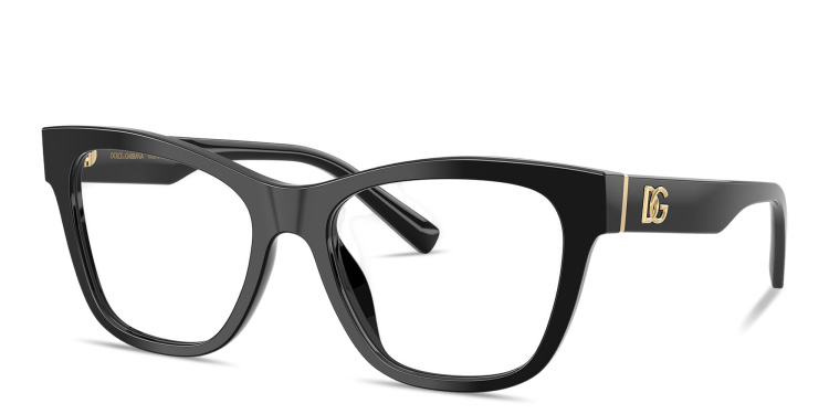Shop Dolce & Gabbana DG Logo Square Eyeglasses in Black online.