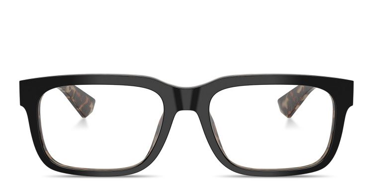 Shop Dolce & Gabbana Logo Signature Wide Rectangle Eyeglasses in Black online.