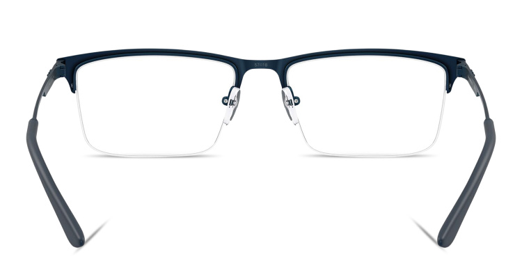 تسوق نظارات طبية بإطار نصفي مستطيل واسع بشعار النسر امبوريو أرماني بلون أزرق أونلاين.