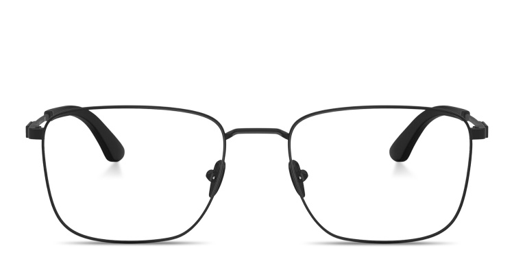 Shop GIORGIO ARMANI Logo Signature Rectangle Eyeglasses in Black online.